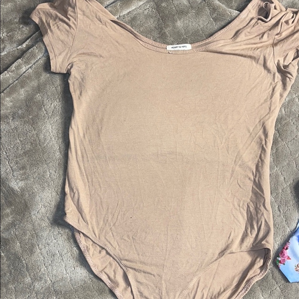 Tan off the shoulder bodysuit